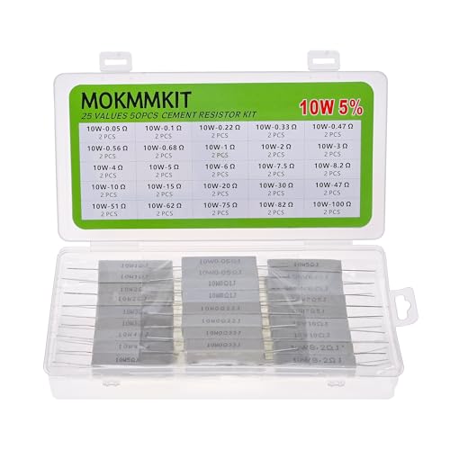 100 Pieces 10W Ceramic Cement Resistor Kit 0.05 Ohm - 100K Ohm - size: 0.05Ω-100K Ω 100PCS