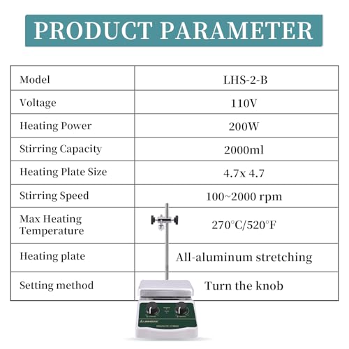 LHS-2 Magnetic Stirrer Hot Plate, 300°C/572°F, 2000RPM, 2L - size: C