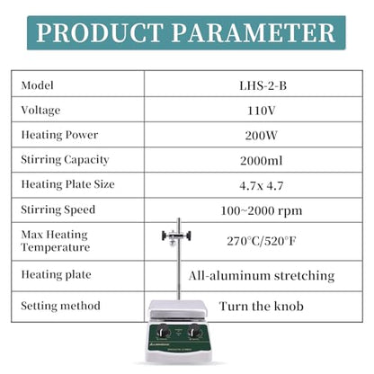 LHS-2 Magnetic Stirrer Hot Plate, 300°C/572°F, 2000RPM, 2L - size: C