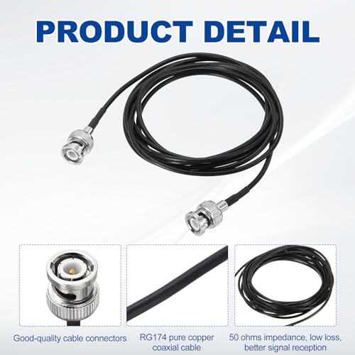 uxcell BNC Male to Male Coaxial Jumper Cable 50 Ohm 6.6 Feet RG174 - size: 6.6 Feet