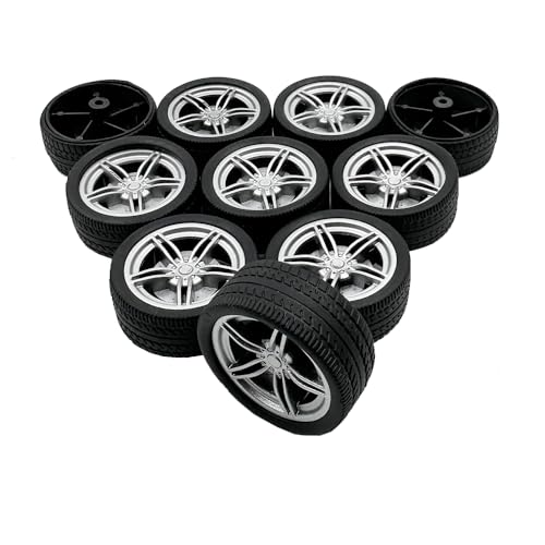10PCS Toy Car Wheels 40mm Rubber Tire Wheels with Metal Shaft for RC Car Truck DIY Model Toy Wheel Replacement Accessories (3X40mm) - style: 3X40mm