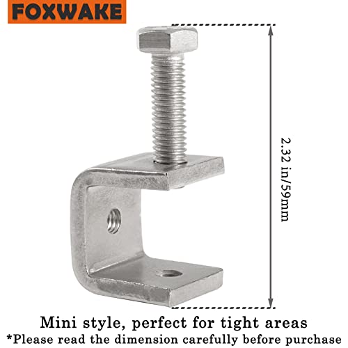 Mini C Clamps Stainless Steel 0.83 Inch for Working, Heavy Duty Small U Clamps for Metal Mounting, Universal Desk Clamp with Stable Wide Jaw Opening/I-Beam Design (10pcs) - color: 13/16 In-10pcs-21mm