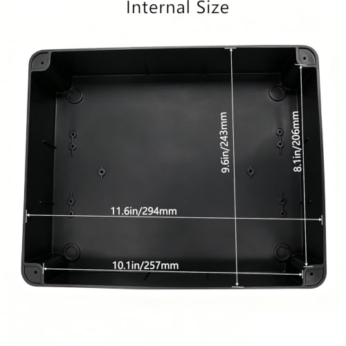 Outdoor Waterproof Box,Junction Box Reserved Holes IP65 ABS Plastic Electrical Boxes Power Cord Enclosure Project Box Black 10 x 7.9 x 4.7 inch(255x200x120mm) - size: 10" x 7.9" x 4.7"