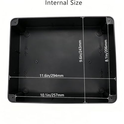 Outdoor Waterproof Box,Junction Box Reserved Holes IP65 ABS Plastic Electrical Boxes Power Cord Enclosure Project Box Black 11.8 x 9.8 x 4.7 inch(300x250x120mm) - size: 11.8" x 9.8" x 4.7"