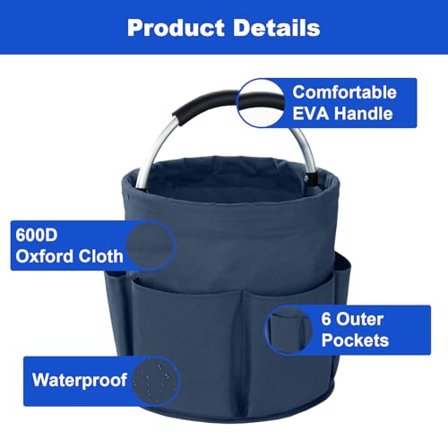 Cleaning Caddy with Handle, Cleaning Supplies Organizer Bucket - color: Dark Blue