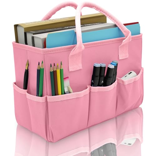 Cupohus Art Organizer Craft Storage Tote Bag with Multiple Pockets (Pink) - color: Pink