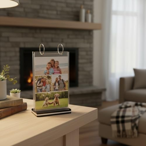 2Pcs Table Flip Menu Holder with 6 Pages Sleeve, 4" X 6" Tabletop Sign Vertical Display Stand with Base, Acrylic PVC Rotating Rack, for Photo, Restaurant, Bar, Job Fair - size: A6, Vertical, 2pcs