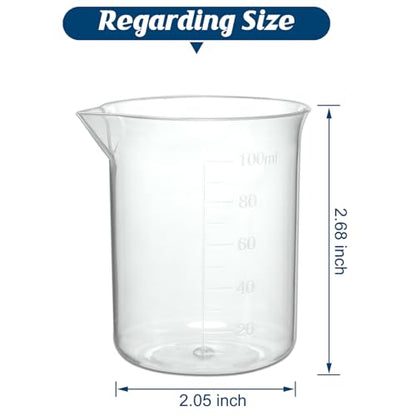 Plastic Measuring Cups, 100ml, Set of 15, for Liquid Measurement and Scientific Experiments (Pack of 3) - size: 100ML- 15pcs (Pack of 3), style: 100ML