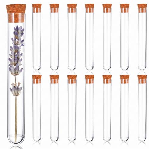 15 PCS Plastic Test Tubes with Cork Stoppers 15x100mm 10ml