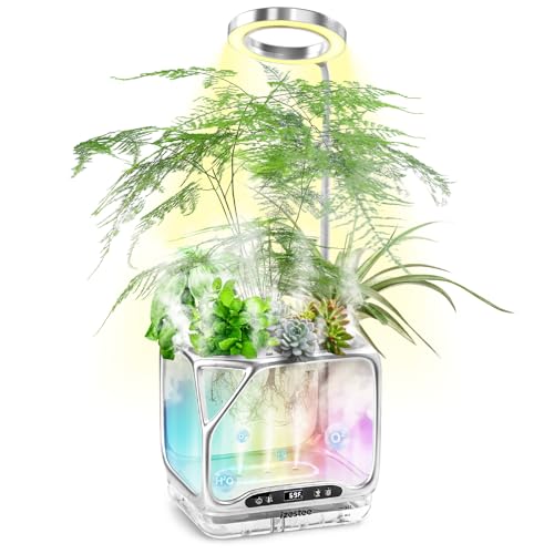Aeroponics Growing System with Grow Light & Humidifier - Smart Indoor Garden, Visual Root Observation, RGB Mood Lighting, for Plants, Mushrooms - Desktop Hydroponic Planter