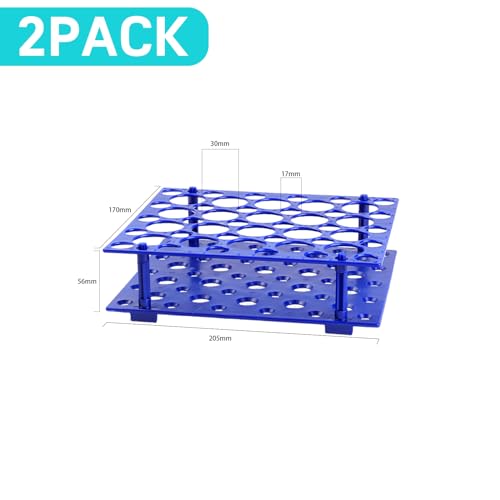 2 Pack Plastic Test Tube Racks 100 Wells Centrifuge Tube Holder for 15/50mL - size: 2 PCS Blue Large