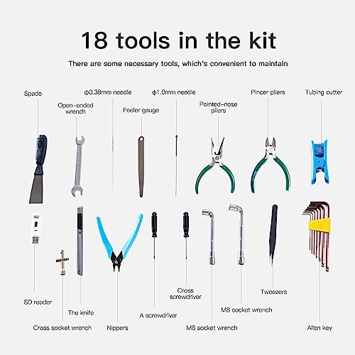 Creality 3D Printer Tool Box Kit, 35Pcs Case Includes 18 Types of Tools Screwdriver/Wrench/Pliers/Needle/SD Reader 3D Printing ABS Storage Toolbox Set for Cleaning Finishing Printing - color: 3D Printer Tool Box
