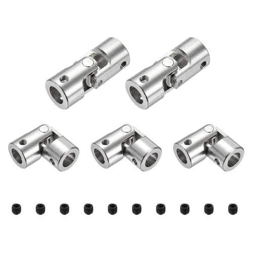 MECCANIXITY 5pcs Universal Joint Shaft Coupling, 8mm to 8mm Inner Dia Rotatable Steering Shaft U Joints Coupler with Screws for RC Car, Robot, Boat Drive Ship Motor Use - size: 8mm to 8mm
