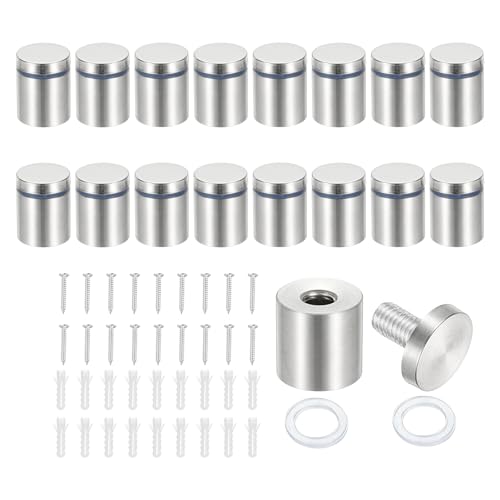 PATIKIL 1x1.2" Standoff Screws, 16 Pack Stainless Steel Stand Off Wall Mounts Wall Sign Mounting Hardware Advertising Standoff Nail for Hanging Acrylic Signs Picture Frame, Silver - size: 1x1.2"