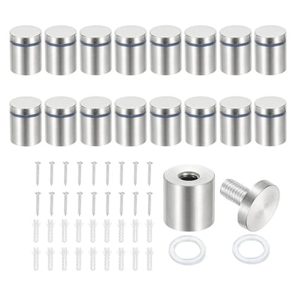 PATIKIL 1x1.2" Standoff Screws, 16 Pack Stainless Steel Stand Off Wall Mounts Wall Sign Mounting Hardware Advertising Standoff Nail for Hanging Acrylic Signs Picture Frame, Silver - size: 1x1.2"