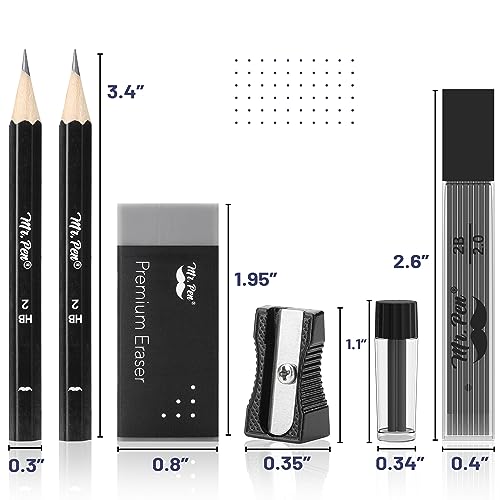 Mr. Pen- Professional Geometry Set, 15 pcs, Drafting Tools with Protractor - color: Black