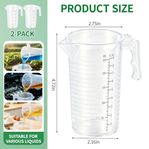 Herbicide Measuring Cup, Plastic Measuring Cup, 2-Pack 8oz (250 mL)