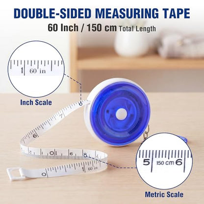 WORKPRO Soft Tape Measure, 60" Retractable Body Measuring Tape, Blue 2-Pack - color: Blue
