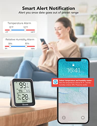Govee Indoor Hygrometer Thermometer 3Pack H5075 with Bluetooth App Control - color: Black, size: 3 Pack