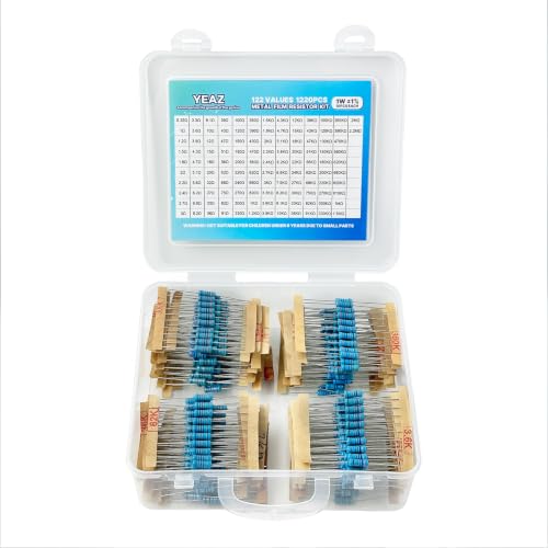 YEAZ 1220pcs Resistors Assortment Kit, 1W Metal Fixed Film Resistors