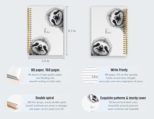 Sloth Notebook,Sloth Gifts for Women Girls Kids - color: White Sloth, style: White