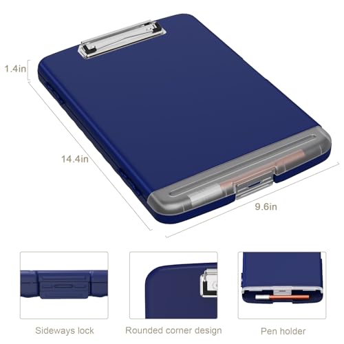 Piasoenc Clipboard with Storage, 8.5 x 11 Clip Board with Pen Holder,Blue - color: Navy Blue