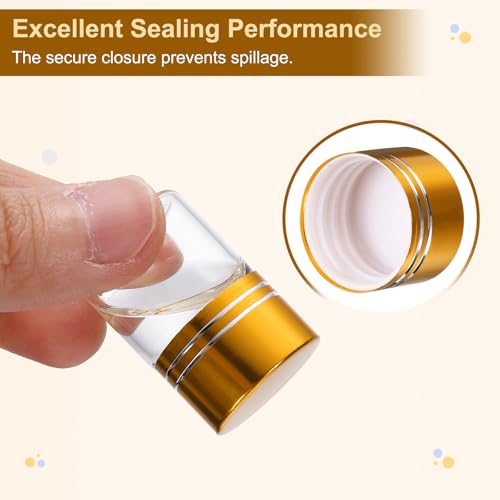uxcell 24Pcs Small Glass Bottles Vials, 20ml Jars with Gold Aluminum Caps