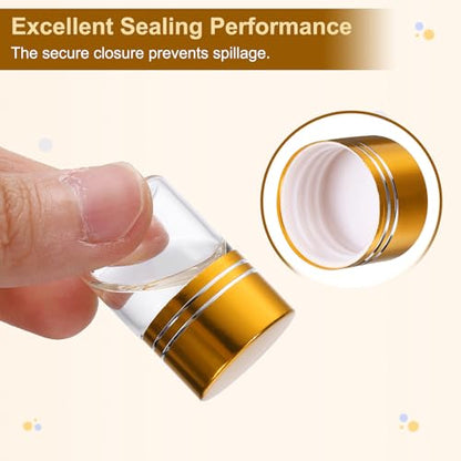 uxcell 24Pcs Small Glass Bottles Vials, 20ml Jars with Gold Aluminum Caps