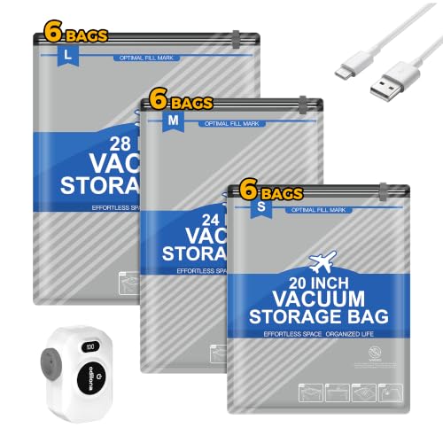Vacuum Storage Bags, Vacuum Seal Bags for Clothing, Travel Vacuum Bags with Electric Pump, Space Saver Bags for Travel, Reusable Compression Bags, 18-Combo Set - size: 18 Combo Set