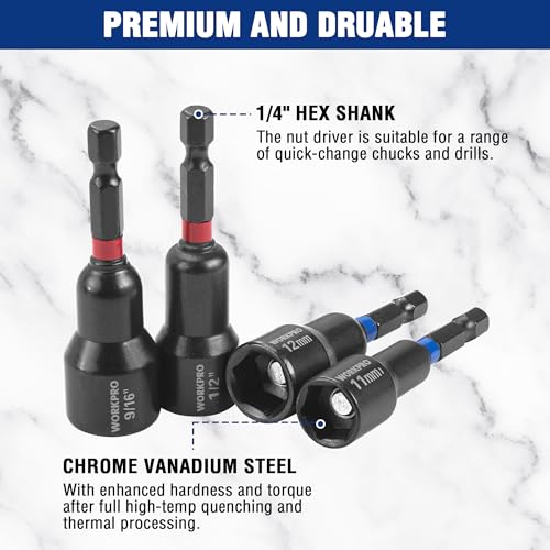 WORKPRO 27 PCS Magnetic Nut Driver Set with Quick-Release Extensions - size: 27PCS Magnetic Nut Driver Set