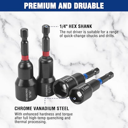 WORKPRO 27 PCS Magnetic Nut Driver Set with Quick-Release Extensions - size: 27PCS Magnetic Nut Driver Set