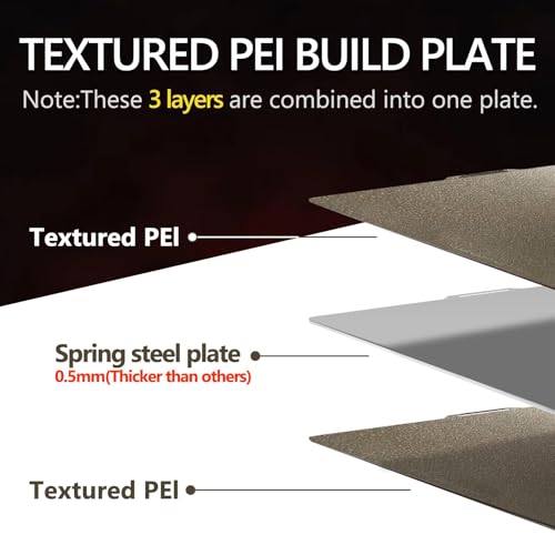 Upgraded Thicker Textured PEI Plate 0.77mm with QR Code for Bambu Lab P1S/P2S/P1P/X1/X1C/A1/X2D 3D Printer, 257x257mm Dual-Textured Plate, Heated Bed Magnetic Flexible Spring Steel PEI Sheet Plate - color: Gold