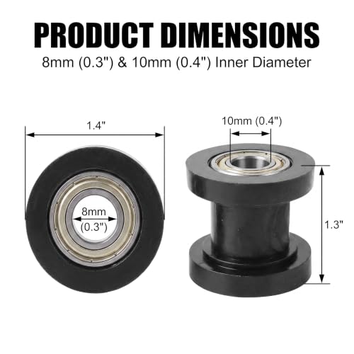 2 PCS Chain Tensioner Roller Pulley Guide, Heavy Duty Waterproof Metal & Rubber Chain Idler Wheel, Compatible with 125cc 140cc Dirt Bike, Mini Bike, ATV, Go Kart, Pit Bike Parts (Black)