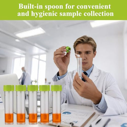 Stool Sample Collection Kit,25-30ml Screw Top Sample Jar with Spoon ﻿ - color: GREEN