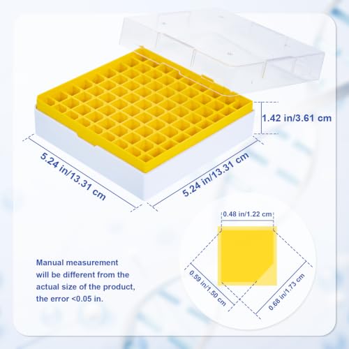2in PC Cryo Boxes, 81-Well Tube Racks, Case of 20, Yellow - color: Yellow, size: 2in,81-well