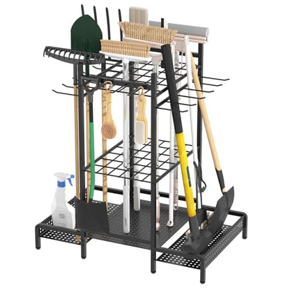 Organizer Yard Tool Storage Rack,Garden Organizer,Steel Yard Tool Racks To Store Long-Handled Tools,Tool Holder For Garden,Shed,Outdoor,Black - style: Medium