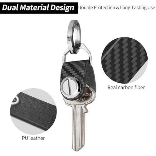 Carbon Fiber Key Organizer Compact Key Holder Minimalist Keychain for Men Women,Expandable Key Case Holds Up to 8 Keys - color: Black