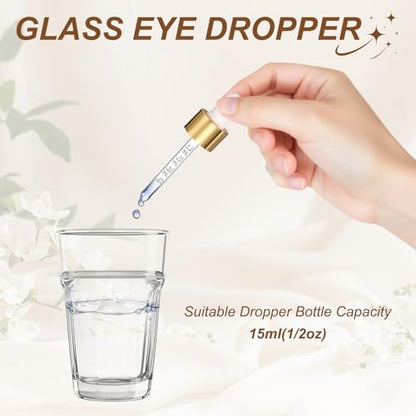 PATIKIL Glass Eye Dropper w/Measurement mark for 1,2oz Glass Bottles 10Pcs - color: White/Gold Top, size: 1/2oz