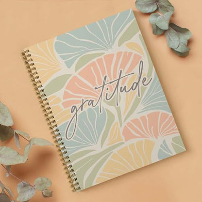 Floral Gratitude Spiral Notebook / 8.5" x 11" Journal / 120 College Ruled Pages/Durable Gloss Laminated Softcover/Gold Wire-o Spiral Binding/Made in the USA - color: Gratitude