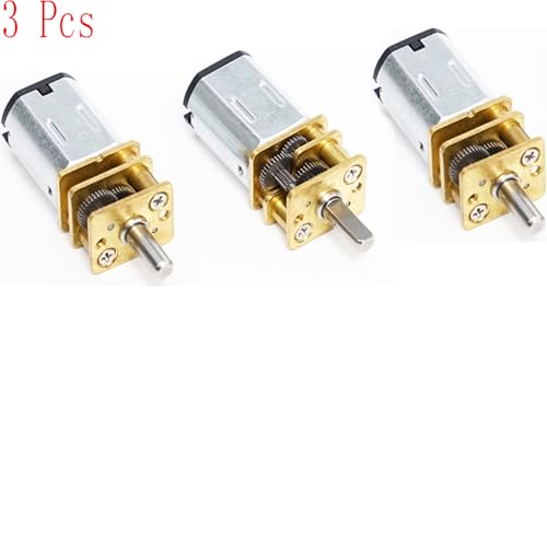 DC 6V 60RPM N20 Mini Reduction Gear Reduction Motor,GA12-N20 Mini Metal Gear Box Gear Motor 3mm Axis Robot Wheels DIY RC Toys - (3 Pcs)
