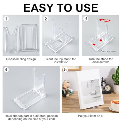 12 Pack Acrylic Book Stand for Display Adjustable, 4.2in H - size: 4.2 x 4.3 x 2.35 Inch
