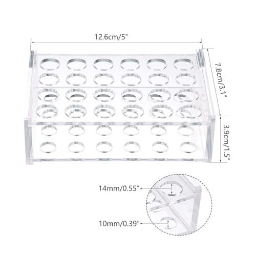 Acrylic Test Tube Rack Holder, 24 Sockets for 5/9”OD Tube Centrifuge Tube Holder Plastic Stand for Labortory Holder Lab Test Tube Transparent(5ml,24 Sockets)