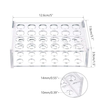 Acrylic Test Tube Rack Holder, 24 Sockets for 5/9”OD Tube Centrifuge Tube Holder Plastic Stand for Labortory Holder Lab Test Tube Transparent(5ml,24 Sockets)