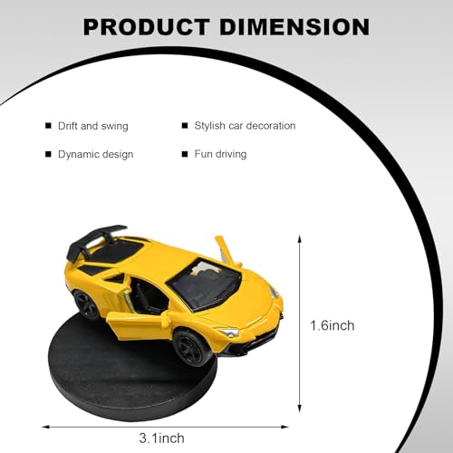 Car Drift Dashboard Ornament, Alloy Racing Model Drifting Spin Auto Dashboard Decoration, Classic Cool Mini Sports Car Dynamic Center Console Decor for Most Vehicles (Yellow) - color: Yellow