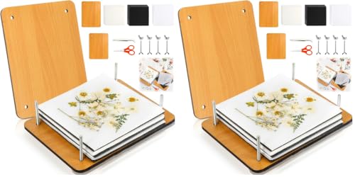 Noamus 54Pcs Flower Press Kit, 7" x 9.5" 6-Layer Wooden Leaves Pressing Kit for Adult, Solid Wood Book Pressed Plant Preservation Kits, DIY Arts Dried Flowers Craft Tool for Gift (Pack of 2) - size: 7 inches x 9.5 inches x 0.3 inches (Pack of 2)