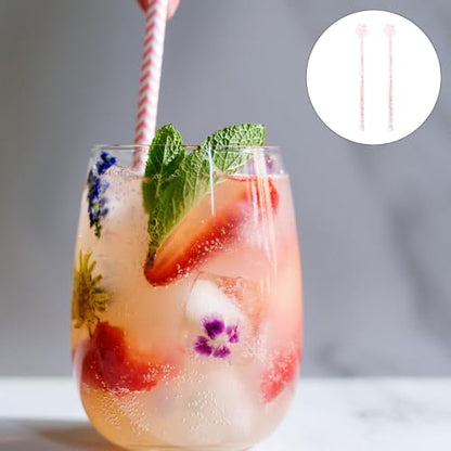 Luxshiny 2-pack Glass Stirring Sticks Flower Design 7.28 inch Beverage Mixing Rods Reusable Drink Stirrers for Coffee Tea Juice Milk Tea Cocktails Bar and Home Use