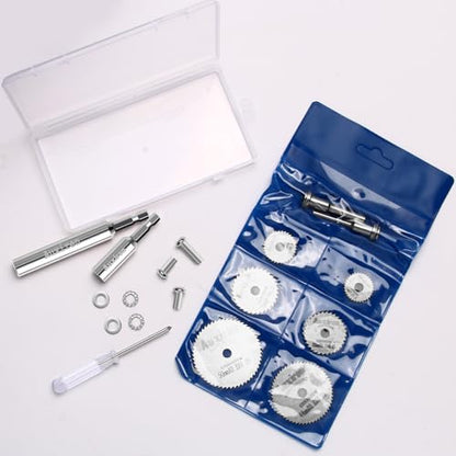 11 PCS Rotary Drill Saw Blades: 6 PCS Mini Circular Saw Blades with 2 PCS 1/4" Hex Shank, 1/8" & 1/4" Round Shanks+ Screwdriver, HSS Small Cutting Discs for Drills Rotary Tools, Inside PVC Pipe Cutter