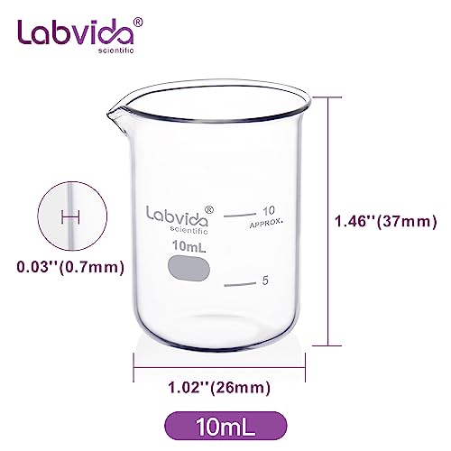 Upgrated 10ml Beaker set, 12pcs of beaker shot glasses, Low Form Glass Beakers set, 3.3 Boro with Printed Graduation, LVA036 - style: 12pcs of Vol.10ml