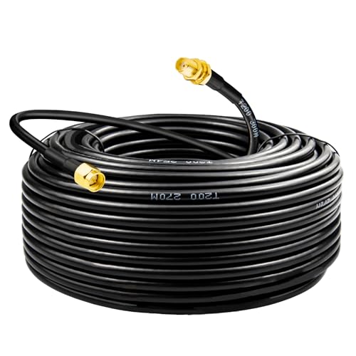 BOOBEIR SMA Male to SMA Female Cable 98FT LMR200 Equivalent, 50 Ohm Low-Loss Coaxial Extension Cable for 5G/6G LTE, WiFi 6E, GPS, Ham Radio, ADS-B, RF Antenna Router Modem (Not for TV) - size: 98ft