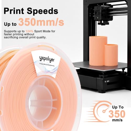YXPOLYER PLA Plus 3D Printer Filament Food Grade PLA+ Pastel Orange 1kg - color: Light Orange